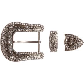 Western Rhinestone Belt Buckle Set for Replacement or Leather Craft 1-1/2"