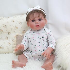 Reborn Baby Dolls Girl - 18 بوصة واقعية كاملة من السيليكون ناعم ، دمية طفل نابض بالحياة المولود حديث الولادة تبدو حقيقية ، وصندوق هدايا للأطفال لمدة 3 سنوات من العمر