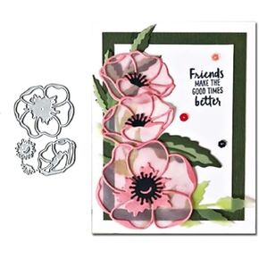 3D Flower Metal Die Cuts, 3D Flower Frame Metal Cutting Dies Cut Stencils Card Paper Craft DIY Template Metal Cutting Dies Album Embossing Paper Dies for Card Making Scrapbooking