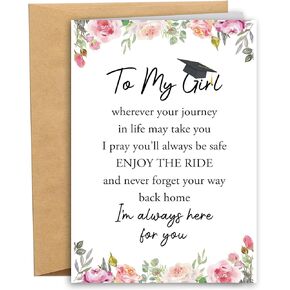 Floral Graduation Card for Girl, Graduation Card for Daughter Sister Niece, Grad Cards from Mom Dad, I'm Always Here for You