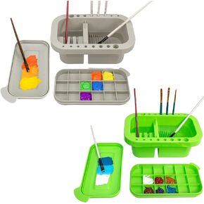 MyLifeunit Paint Brush Cleaner ، حامل فرشاة الطلاء 2 حزمة ومنظمي مع لوحة للطلاء (Gery والأخضر)