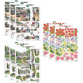 Katy Sue تصمم الأكواخ والحدائق والزهور حزمة Decoupage ثلاثية الأبعاد. يحتوي على 9 أوراق من قطع Katy Sue Die - Cottage Garden ، Patio & Flower Patch لإصدار البطاقات و Scrapbooking.