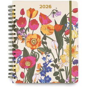 Vera Bradley 2025-2026 Jumbo Planner Daily & Monthly Agends ، 17 شهرًا ، بتاريخ Aug 2025-Dec 2026 ، مخطط لطيف مع ملصقات ، جيوب ، وربط دوامة ، باقة Meadow Seedpearl