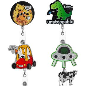 4 Pcs Funny Silly Goose Badge Reels, Cute Badge Holder Retractable Clip, Nursing Student ID Badge Clip, Nurses Doctors ID Badges Name Cards Lanyards(Goose)