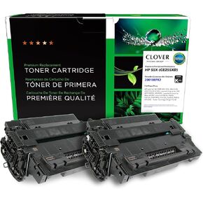 Clover Remanufactured High Yield Toner Cartridges Replacement for HP 55X (CE255X) | Black 2-Pack