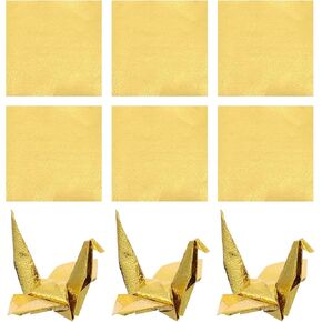 TOYANDONA 100pcs Origami Shiny Gold Metallic Craft Paper Squares - 10cm Handmade Folding Scrapbook Background for DIY Crafts