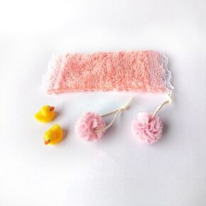 Miniature Bathroom Decor Set, Dollhouse Miniatures Bath Ball, Towel, & Yellow Duck, 1/12 Scale Accessories (Blue)