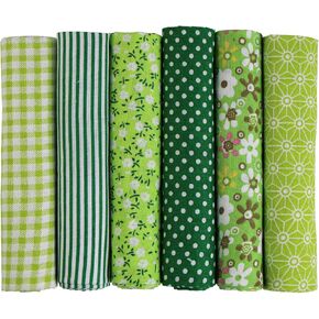 uooom 6pcs 50 × 50 سم النسيج القطن القطن DIY مصنوعة يدويًا خياطة خياطة خياطة تصاميم مختلفة (نغمة خضراء)