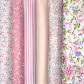 Misscrafts 6pcs Craft Fabric Bundle 100% Cotton Quilting Fabric 18x22 Inches Squares Multicolored Different Pattern for Patchwork DIY Sewing Scrapbooking Bowknot