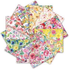 12pcs حزم نسيج القطن الزهري 18 × 22 بوصة ألوان مائية