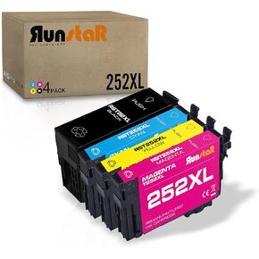 Run Star Reductured 252xl T252XL حبر بديل لـ 252XL T252XL للقوى العاملة ESPON WF-3620 WF-3640 WF-7110 WF-7610 WF-7620 WF-7210 WF-7710 WF-7720 (4 Packs ؛
