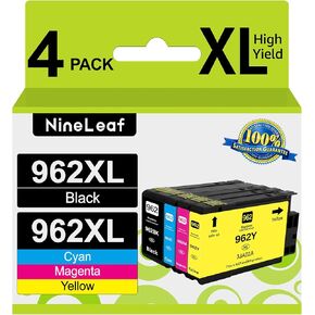 استبدال خرطوشة الحبر Nineleaf 962XL لـ HP 962 XL متوافق مع OfficeJet Pro 9010 9015 9022 9028 Printer (4 Combo Pack ، Black Cyan Magenta Yellow)
