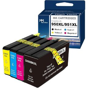 MM الكثير والمزيد من الاستبدال لـ HP 950XL 951XL 950 XL 951 XL Ink Cartridge Color Work for OfficeJet Pro 8100 8600 8610 8615 8620 8625 276DW 251DW Printer (4 pack ، Black ، Cyan ، Magenta ، الأصفر)