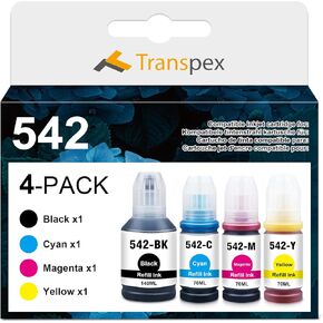 542 استبدال زجاجة الحبر لـ EPS 542 تعبئة زجاجات T542 Color Combo Pack لـ Ecotank Pro ET-5150 ET-5170 ET-5180 ET-5800 ET-5850 ET-5880 ET-16600 ET-16650 (1Black 1Cyan 1Magenta 1YLEW)