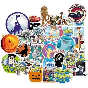 Pixar Animation Stickers 100pcs مقاومة للماء ، قابلة للإزالة ، لطيفة ، جميلة ، مناسبة للبنين والبنات في زجاجات المياه ، الهواتف ، الكمبيوتر المحمول ، الغيتار ، السيارة ، دراجة نارية ، كوب ، بيانو ، دراجة ، دراجة نارية ، مواد الفينيل ، حقيبة.