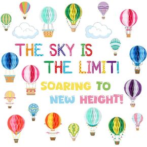 3D Hot Air Balloon Bulletin Board Decor School Classroom Bulletin Board Decorations Balloon Artcraft Cutouts with Honeycomb for Back to School Classroom Wall Decor Supplies
