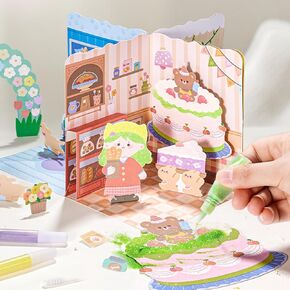 MIROLA KIDS DIY Sand Art & Paper Craft Dollhouse Kit – 4 Princess Scenes with Sparkling Stickers, Craft & Play Set for Girls Ages 3-8