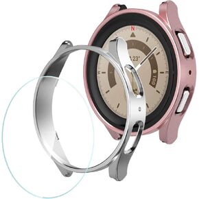 Screen Protector Compatible with Samsung Galaxy Watch 5 Pro, 【4+2 Pack】HD Tempered Glass Protective Film and Hard PC Bumper Case for Samsung Galaxy Watch 5 Pro, Face Cover for Samsung Watch 5 Pro 45mm