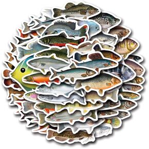55 Pcs Deep Sea Fish Sticker Pack for Kids Teens, Funny Fish Vinyl Waterproof Stickers and Decals for Water Bottles Laptop Phone Motorcycle Computer Guitar Skateboard