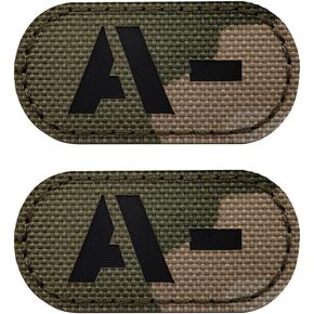 2 PCS AliPlus A- NEG Patches Blood Type Patches IR Infrared Reflective Patches Laser Cut Patch Tactical Patch Hook and Loop(CP2*1in)