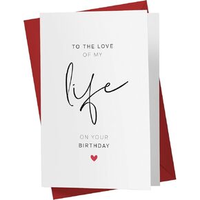 Karto Sweet Birthday Card for Husband Wife Him Her - Large 5.5x8.5 inch Boyfriend Girlfriend Birthday Cards - Love of my Life
