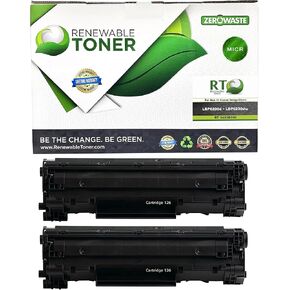 Renewable Toner 126 MICR Replacement for Canon CRG 126 CRG126 | Canon ImageCLASS LBP6230dw LBP6200d MF4770n D530 | 3483B001 Check Printer Cartridge (Pack of 2)