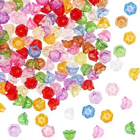 600pcs أكريليك زهرة حبة حبة الشفافة حبات الزهرة الجزء الأكبر ملون الزهور الزهور الزهور زهور الزهور الفواصل الفضفاض
