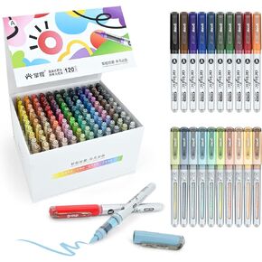 120 Colors Acrylic Paint Markers Set, Water Based Acrylic Paint Pens With Visual Ink Window,Soft Brush Tip Acrylic Markers for canvas, Egg, rock painting,Wood, Stone, Glass, Fabric and DIY Crafts Art