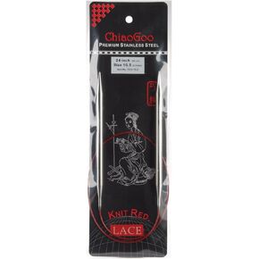 ChiaoGoo 24-Inch Red Lace Stainless Steel Circular Knitting Needles, 10.5/6.5mm