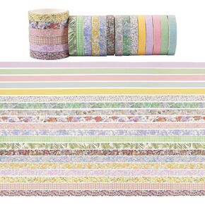 20 Rolls Purple Washi Tape Set, Washy Paper Tape Floral Plaid Decorative Tape 7mm Wide Antique Boho Cute Masking Tape Decor Sticker for Scrapbooking Bullet Journal Planner Gift Wrapping DIY Crafts