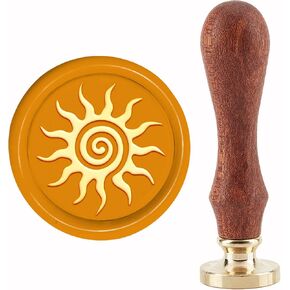 Craspire Sun Wax Seal Seal ختم ختم ختم ختم شمع الختم 30 مم/1.18 بوصة قابلة للإزالة من النحاس النحاس ختم مع مقبض خشبي لدعوات الزفاف