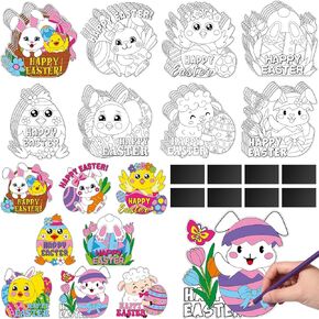 Blosssound 40 PCS Easter Magnet Crafts الطلاء للأطفال DIY DIY Bunny Egg Art Craft Supplies Make Your Fridge Magnets Easter Coloring Tists Party Favors Stuffers District Gifts Toys