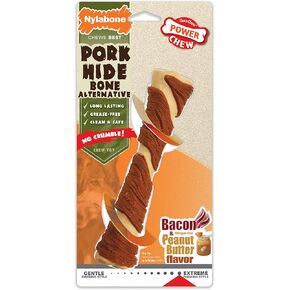 نايلابون Power Chew Pork Hide Bone Peticative Nylon Phem Toy للكلاب ، ألعاب الكلاب للمضغات العدوانية ، نكهة زبدة الخنزير المقدد والفول السوداني ، كبيرة/عملاقة (عدد واحد)