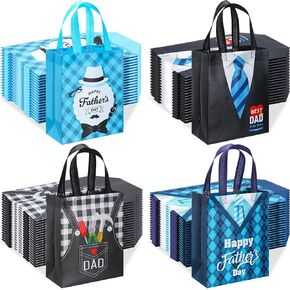 48 PCS Door's Day Gift Bags Braks with Handle Distrable Non Goved Best Dad Best Beacs Actor Treat