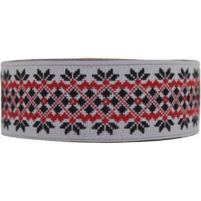 11 Yards Spool 1.1" Wide Red and White Lithuanian Folk Jacquard Ribbon Trim Craft Supplies Woven Border Sewing Trimming Ideas 28113