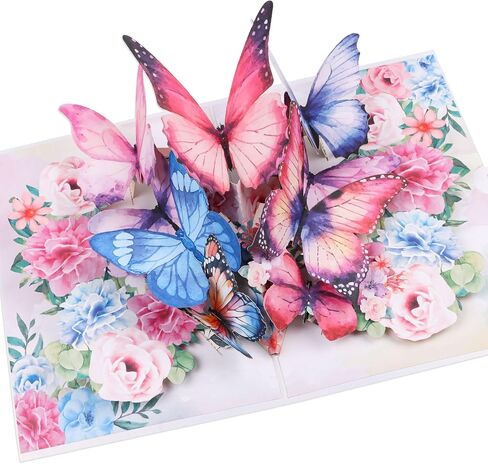 Pop Up Card,3D Butterfly Flowers Greeting Cards with Envelopes for Mother’s Day,Birthday,Valentines Day for Wife,Sister,Grandma,Girlfriends (Pink) in Saudi Arabia