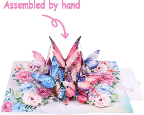 Pop Up Card,3D Butterfly Flowers Greeting Cards with Envelopes for Mother’s Day,Birthday,Valentines Day for Wife,Sister,Grandma,Girlfriends (Pink) in Saudi Arabia