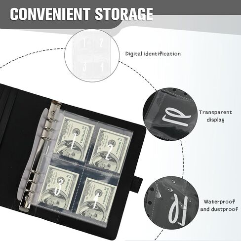 كتاب تحديات التوفير مع الأظرف ، وتوصيل الأموال الجلدية ، الموثق للزوجين ، لتخطيط الميزانية وتوفير ، وسيلة سهلة وممتعة لتوفير 5،050 ، للمكتب ، المنزل ، المدرسة (أسود) in Kuwait