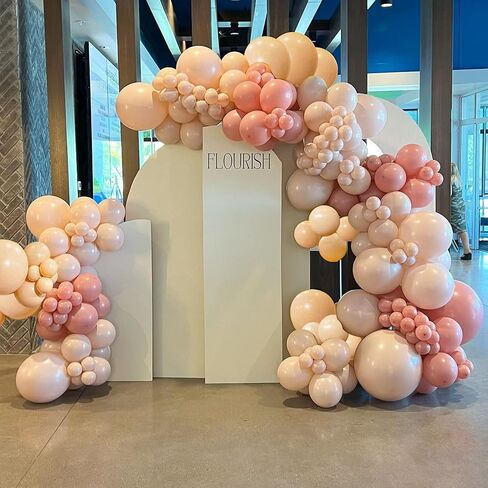 Daisy Balloon Garland Arch Kit - DIY 132Pcs Double Stuffed Decorating Strip Kit for Cream Peach Pastel Yellow Dusty Pink Balloons Set for Wedding Birthday Baby Shower Party Decoration in Saudi Arabia