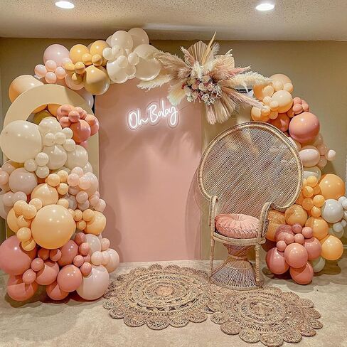 Daisy Balloon Garland Arch Kit - DIY 132Pcs Double Stuffed Decorating Strip Kit for Cream Peach Pastel Yellow Dusty Pink Balloons Set for Wedding Birthday Baby Shower Party Decoration in Saudi Arabia