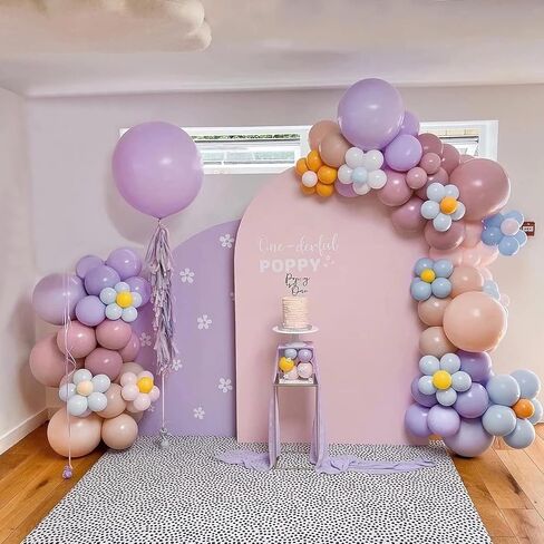 Daisy Balloon Garland Arch Kit - DIY 132Pcs Double Stuffed Decorating Strip Kit for Cream Peach Pastel Yellow Dusty Pink Balloons Set for Wedding Birthday Baby Shower Party Decoration in Saudi Arabia