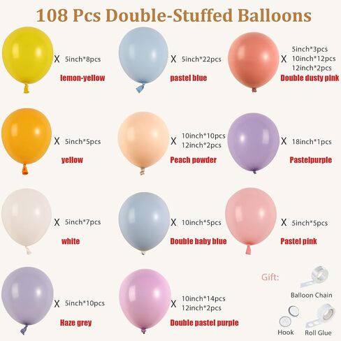 Daisy Balloon Garland Arch Kit - DIY 132Pcs Double Stuffed Decorating Strip Kit for Cream Peach Pastel Yellow Dusty Pink Balloons Set for Wedding Birthday Baby Shower Party Decoration in Saudi Arabia