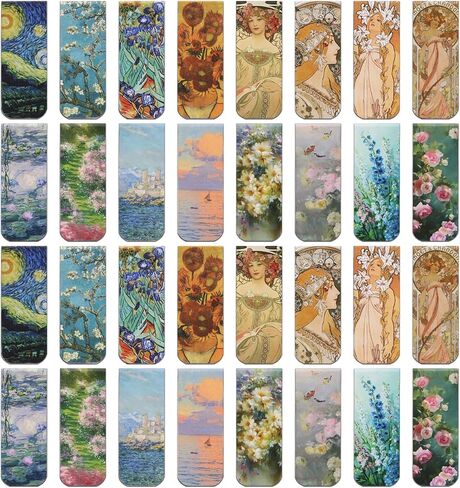 32 Pcs Magnetic Bookmarks, 16 Styles Impressionist Paintings Magnet Book Markers, Funny Gift Page Markers for Students Teachers School Home Office Supplies in Saudi Arabia