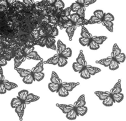 UNICRAFTALE Butterfly Charms Black Filigree Pendants Hollow Stainless Steel Metal Embellishments Pendants for Jewelry Making Earrings Necklaces Components in Saudi Arabia