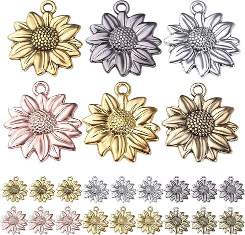 Aylifu Sunflower Charms Alloy Vintage Flower Pendants Jewelry Making Accessories for DIY Earrings Necklace Bracelet Crafts Supplies in Saudi Arabia