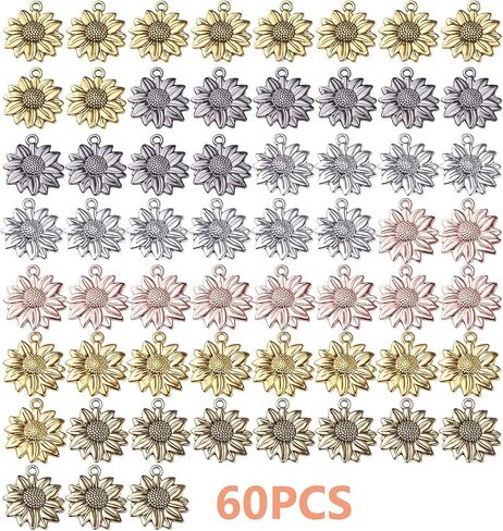 Aylifu Sunflower Charms Alloy Vintage Flower Pendants Jewelry Making Accessories for DIY Earrings Necklace Bracelet Crafts Supplies in Saudi Arabia