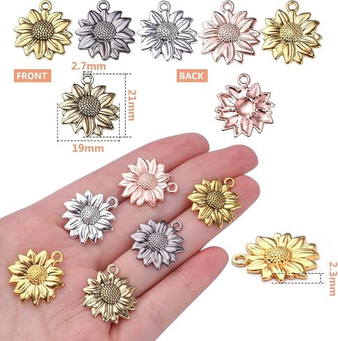 Aylifu Sunflower Charms Alloy Vintage Flower Pendants Jewelry Making Accessories for DIY Earrings Necklace Bracelet Crafts Supplies in Saudi Arabia