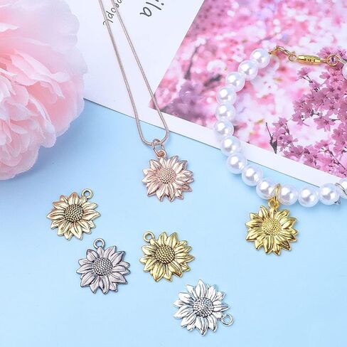 Aylifu Sunflower Charms Alloy Vintage Flower Pendants Jewelry Making Accessories for DIY Earrings Necklace Bracelet Crafts Supplies in Saudi Arabia