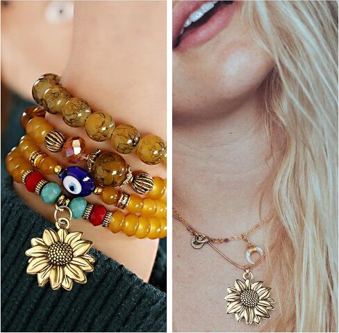 Aylifu Sunflower Charms Alloy Vintage Flower Pendants Jewelry Making Accessories for DIY Earrings Necklace Bracelet Crafts Supplies in Saudi Arabia