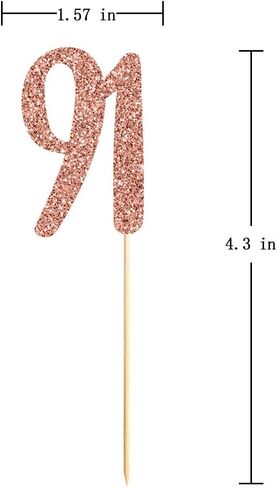 Rose Gold 91 Birthday Cupcake Topper ، 24 Pack Number 91 Glitter Happy Birthday Party Party Cupcake Toppers ، Decorations in Saudi Arabia